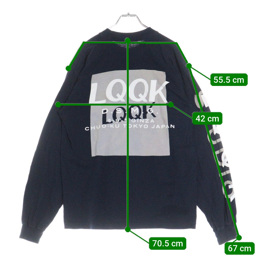 LQQK STUDIO(ルックスタジオ) DSMG SHOP LS TEE ドーバーストリートマーケット プリント 長袖Tシャツ カットソー ネイビー LQA24DSMG