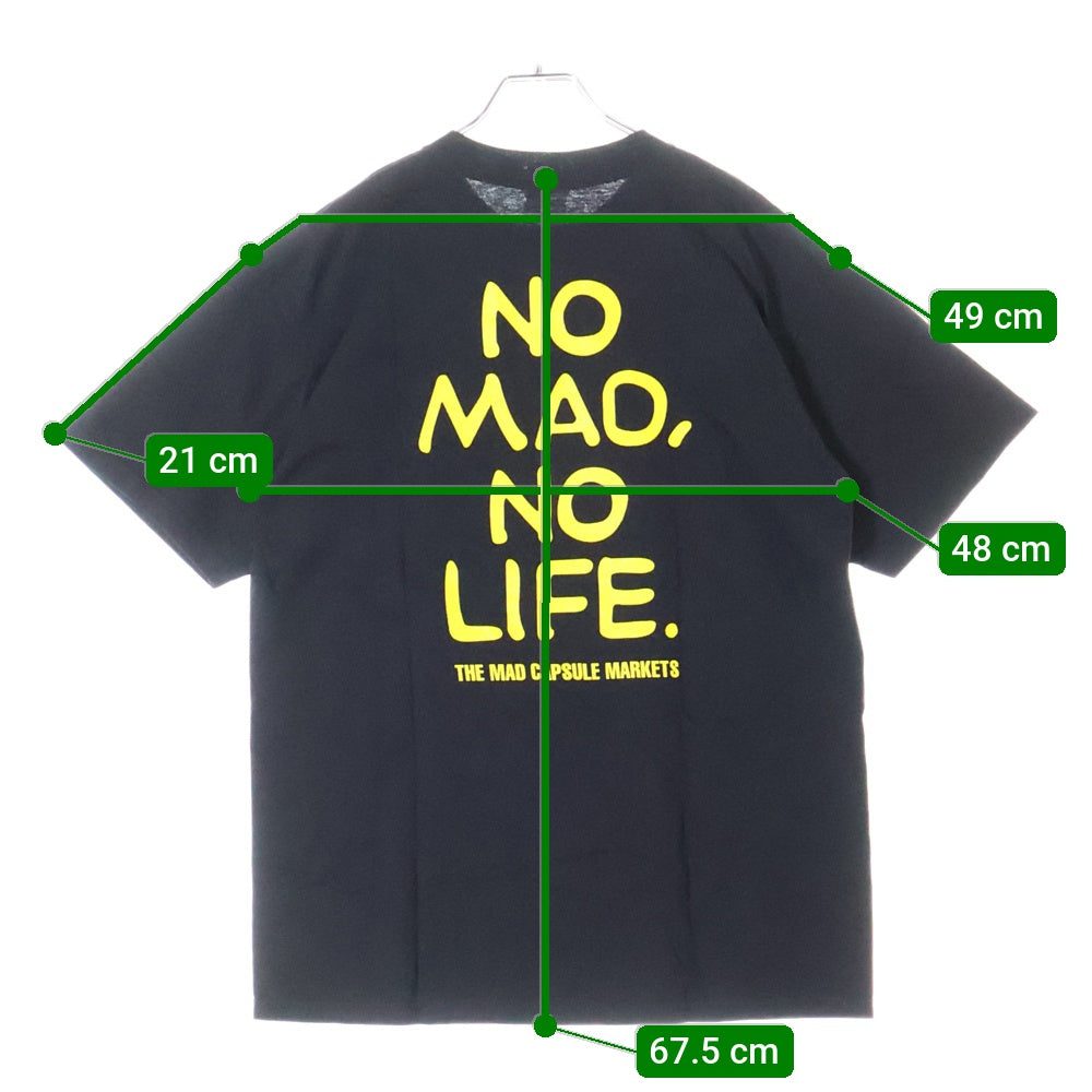 NO BRAND(ノーブランド) ×TOWER RECORDS THE MAD CAPSULE MARKETS タワーレコード ザマッドカプセルマーケッツ グラフィックプリント クルーネック 半袖Tシャツ カットソー ブラック