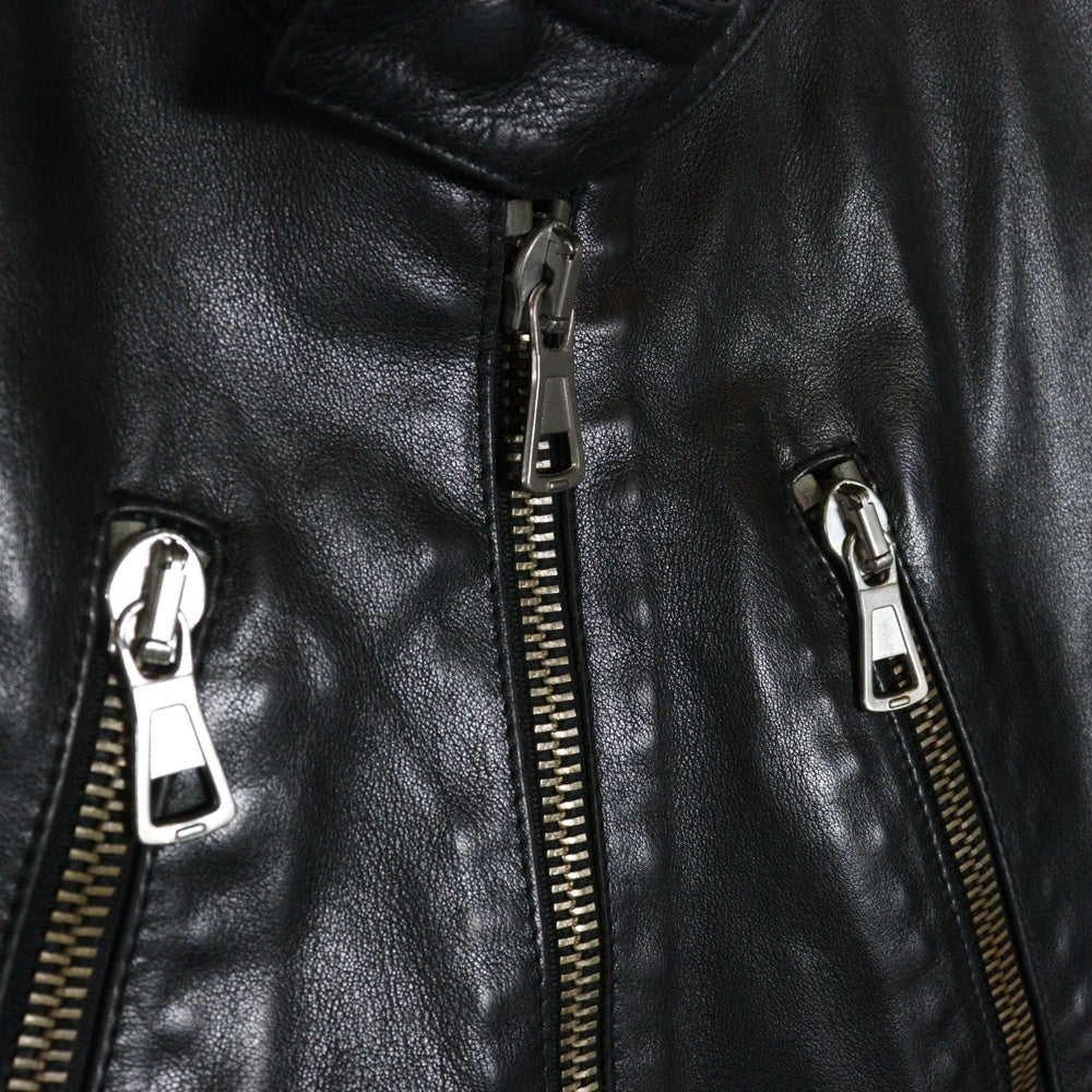 Maison Margiela 14(メゾンマルジェラ) 05SS 5ZIP 八の字 レザー シングルライダースジャケット ブラック