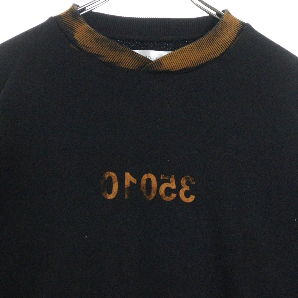 arche(アルシュ) PLUG別注 GRADY CREW NECK ウォッシュ加工 クルーネックスウェットトレーナー ブラック/オレンジ