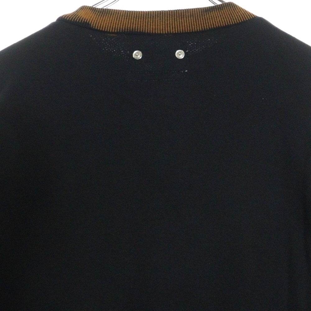 arche(アルシュ) PLUG別注 GRADY CREW NECK ウォッシュ加工 クルーネックスウェットトレーナー ブラック/オレンジ