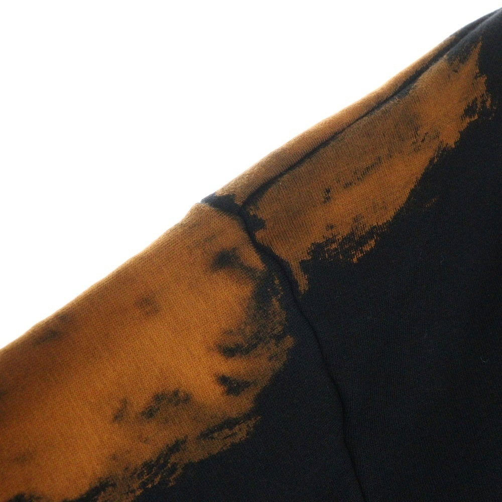arche(アルシュ) PLUG別注 GRADY CREW NECK ウォッシュ加工 クルーネックスウェットトレーナー ブラック/オレンジ