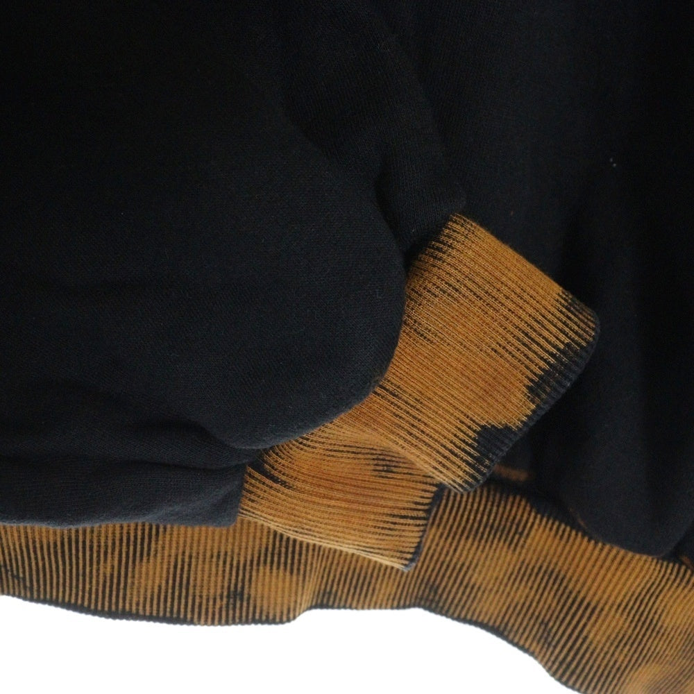arche(アルシュ) PLUG別注 GRADY CREW NECK ウォッシュ加工 クルーネックスウェットトレーナー ブラック/オレンジ