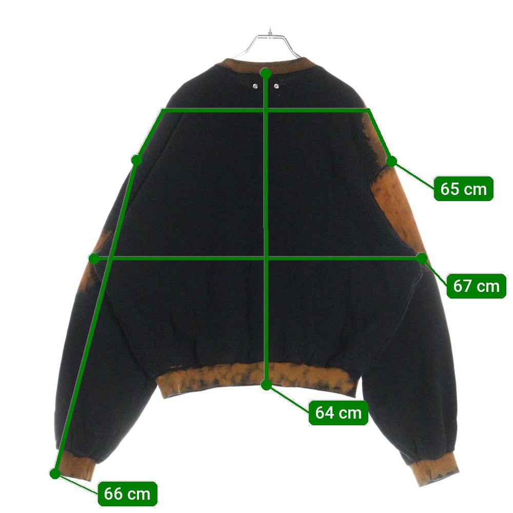 arche(アルシュ) PLUG別注 GRADY CREW NECK ウォッシュ加工 クルーネックスウェットトレーナー ブラック/オレンジ