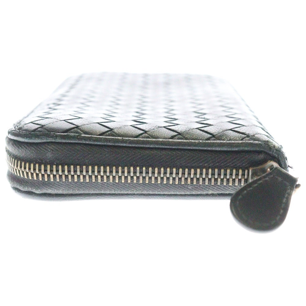 BOTTEGA VENETA(ボッテガヴェネタ) ラウンドジップ イントレチャート レザー ロングウォレット ゴールド 金具 長財布 ブラック 510643