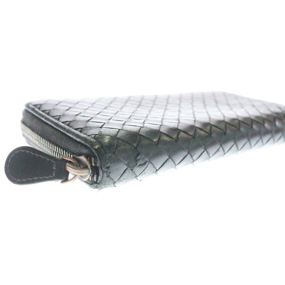 BOTTEGA VENETA(ボッテガヴェネタ) ラウンドジップ イントレチャート レザー ロングウォレット ゴールド 金具 長財布 ブラック 510643