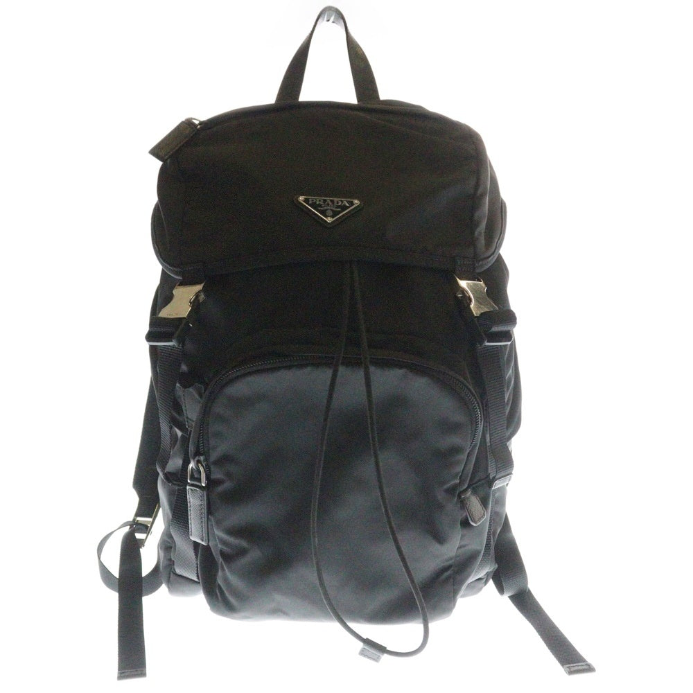 PRADA(プラダ) Re-Nylon リナイロン サフィアーノ レザー トライアングル ロゴプレート バックパック リュックサック ブラック 2VZ135