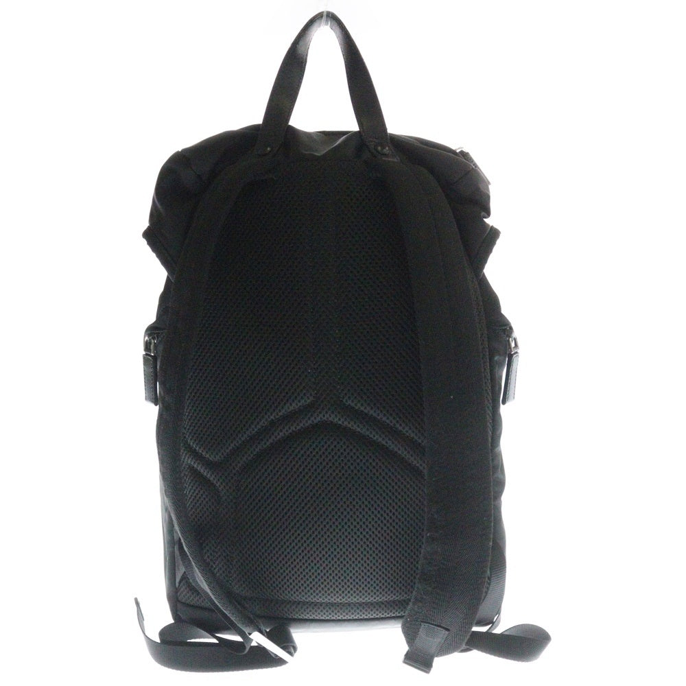 PRADA(プラダ) Re-Nylon リナイロン サフィアーノ レザー トライアングル ロゴプレート バックパック リュックサック ブラック 2VZ135