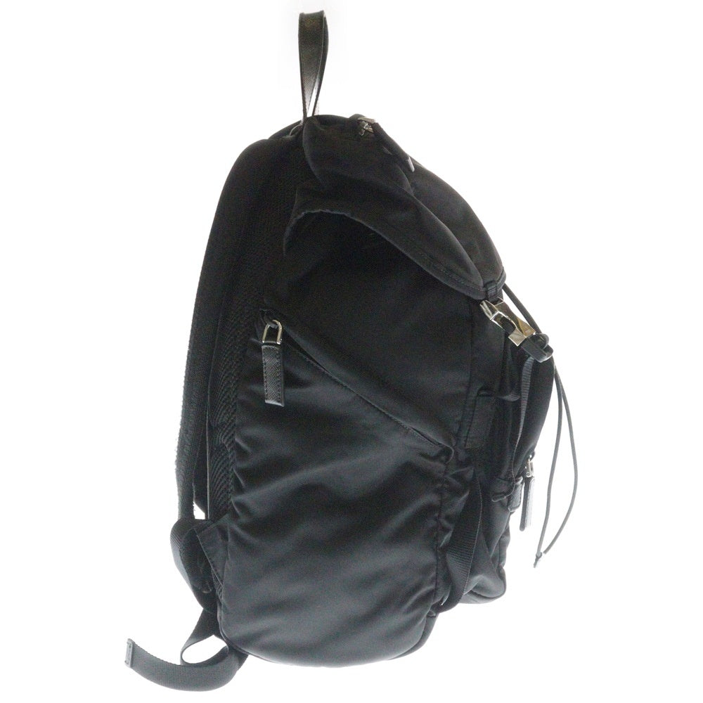 PRADA(プラダ) Re-Nylon リナイロン サフィアーノ レザー トライアングル ロゴプレート バックパック リュックサック ブラック 2VZ135