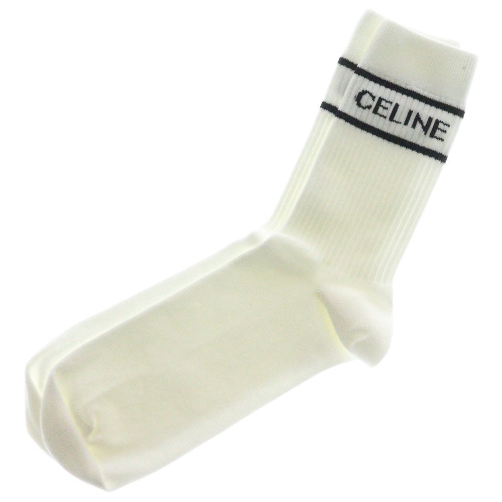 CELINE(セリーヌ) SOCKS IN STRIPED COTTON コットン リブ ロングソックス 靴下 ホワイト 2A00Q035N