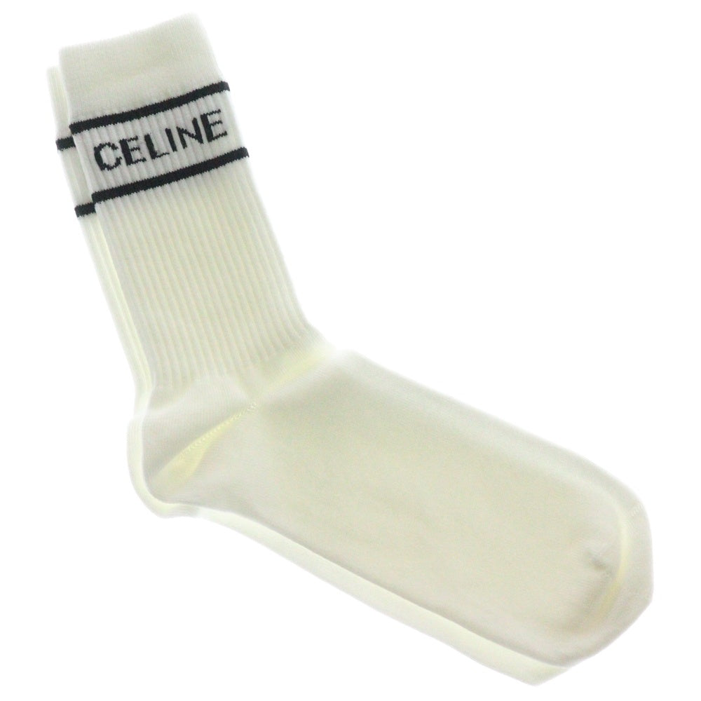 CELINE(セリーヌ) SOCKS IN STRIPED COTTON コットン リブ ロングソックス 靴下 ホワイト 2A00Q035N