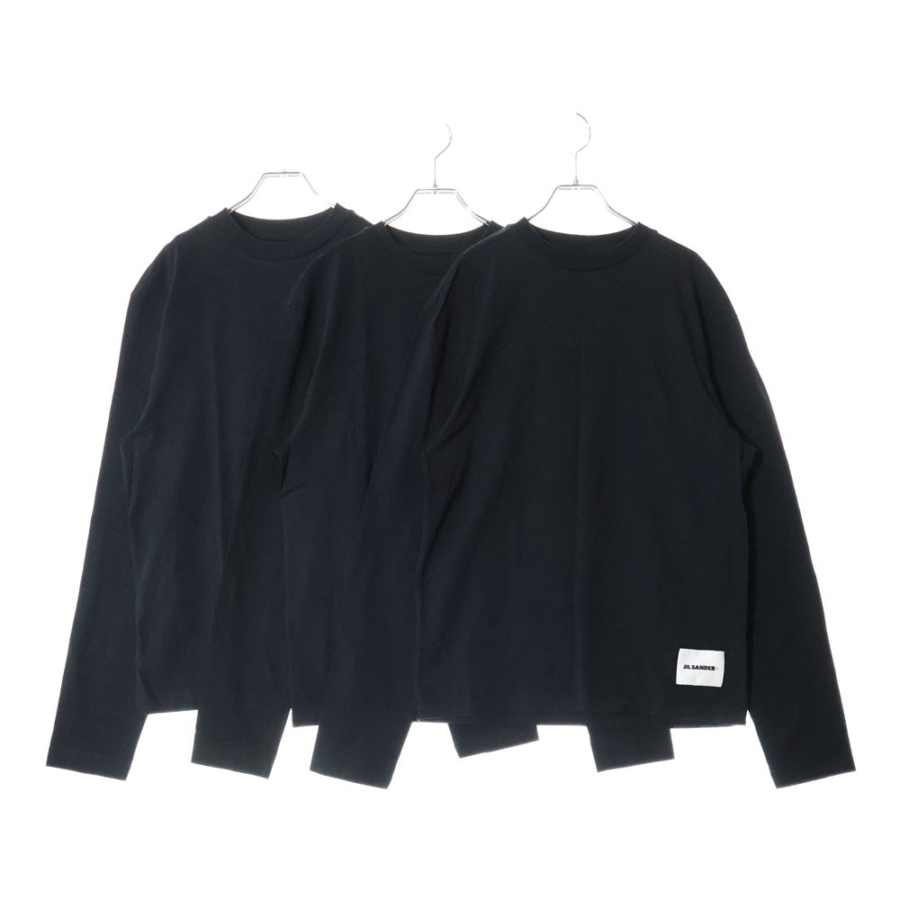 JIL SANDER +(ジルサンダープラス) 3PACK TEE 3パック ロングスリーブ クルーネック 長袖 Tシャツ カットソー ブラック J47GC0002 J45048