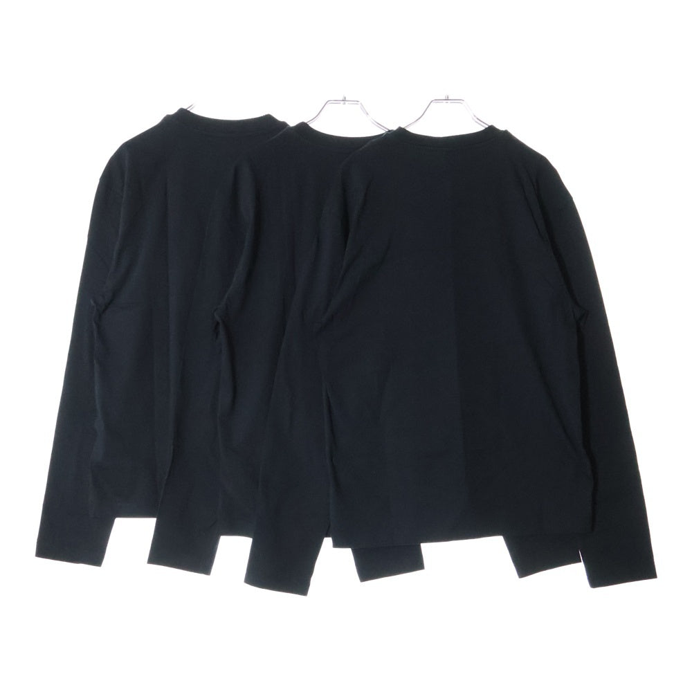 JIL SANDER +(ジルサンダープラス) 3PACK TEE 3パック ロングスリーブ クルーネック 長袖 Tシャツ カットソー ブラック J47GC0002 J45048
