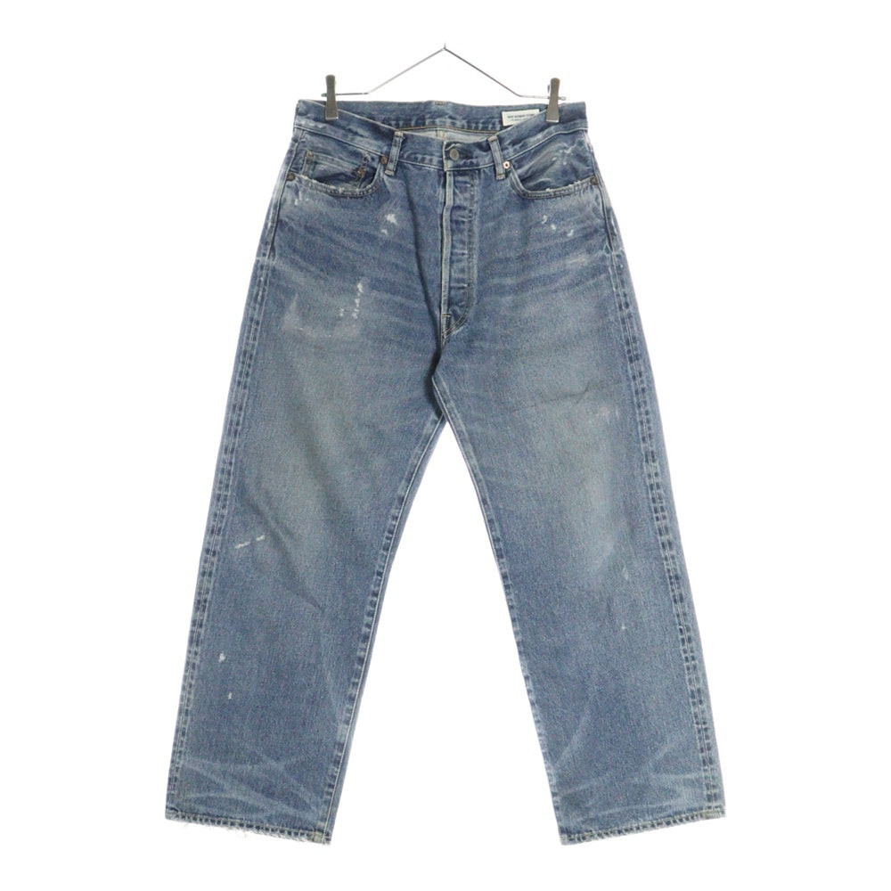 RON HERMAN DENIM(ロンハーマンデニム) ダメージ加工 ボタンフライ ストレートデニムパンツ ジーンズ インディゴ 3620600041
