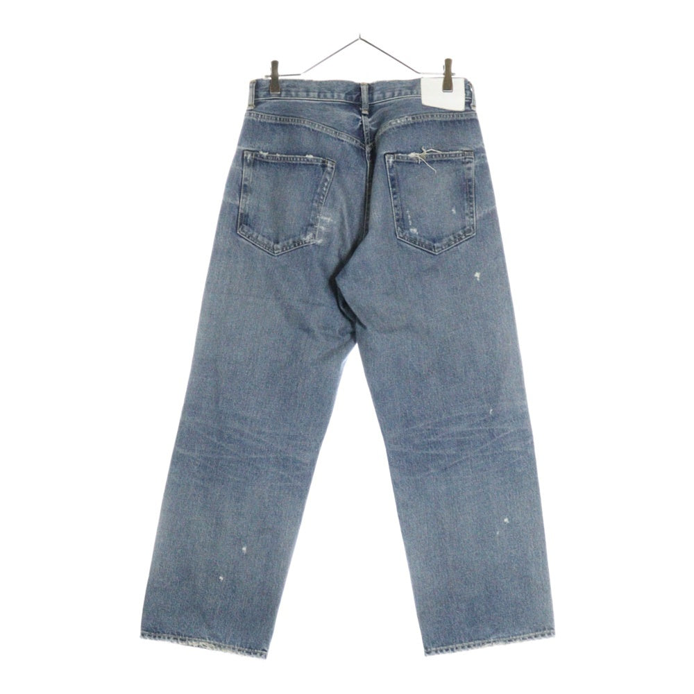 RON HERMAN DENIM(ロンハーマンデニム) ダメージ加工 ボタンフライ ストレートデニムパンツ ジーンズ インディゴ 3620600041