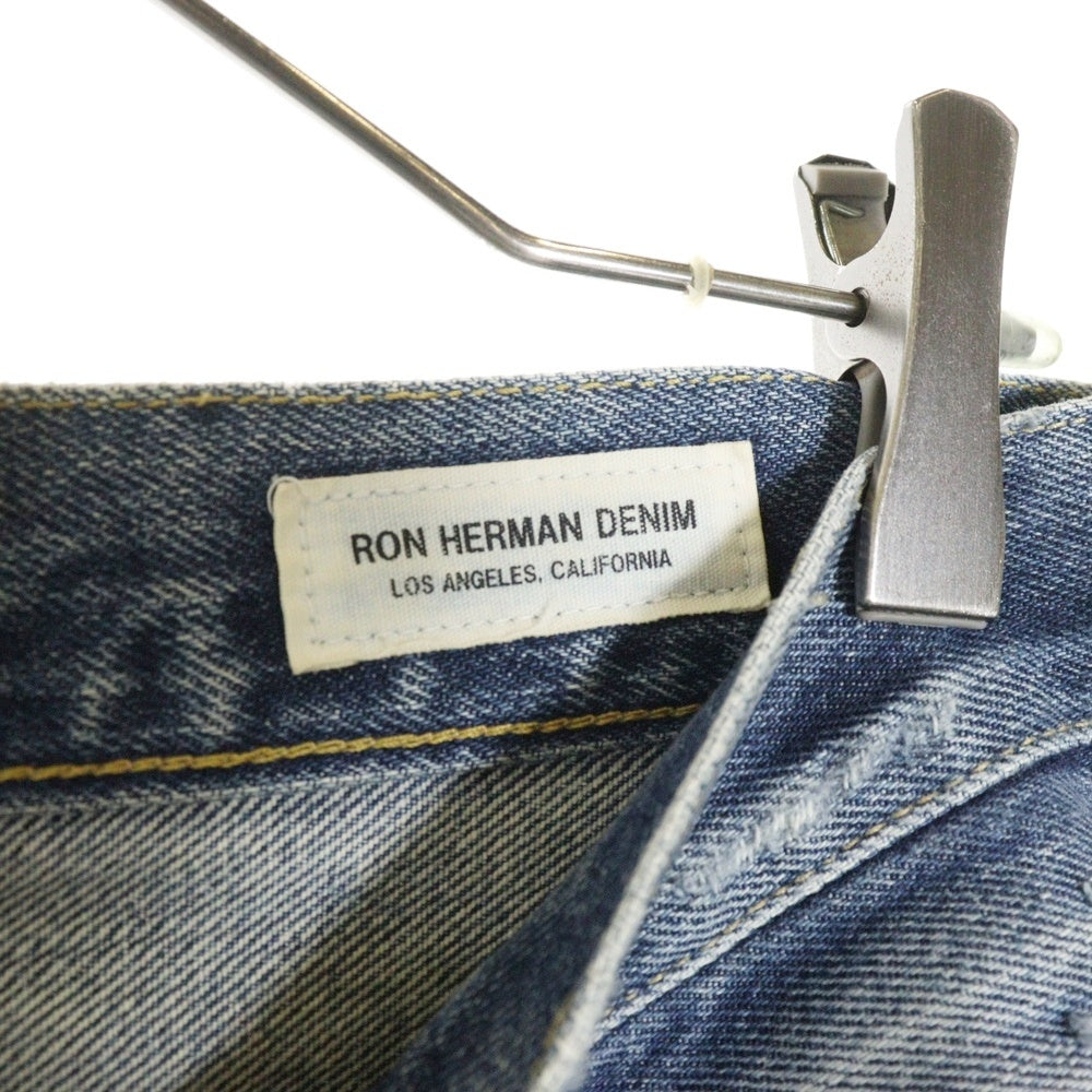 RON HERMAN DENIM(ロンハーマンデニム) ダメージ加工 ボタンフライ ストレートデニムパンツ ジーンズ インディゴ 3620600041