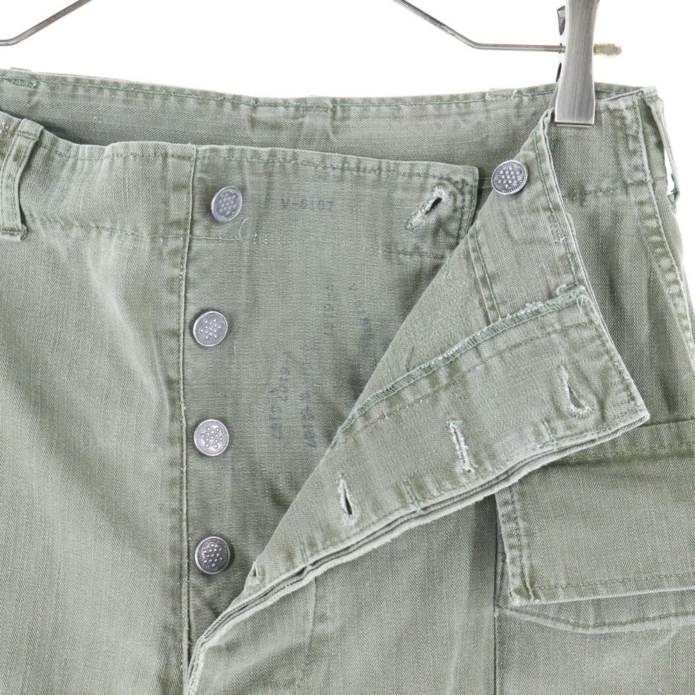 VINTAGE(ヴィンテージ) 40S VINTAGE U.S.ARMY M-43 HBT CARGO PANTS ヴィンテージ ユーエスアーミー アメリカ陸軍 ヘリンボーン パボタンフライ カーゴパンツ カーキ