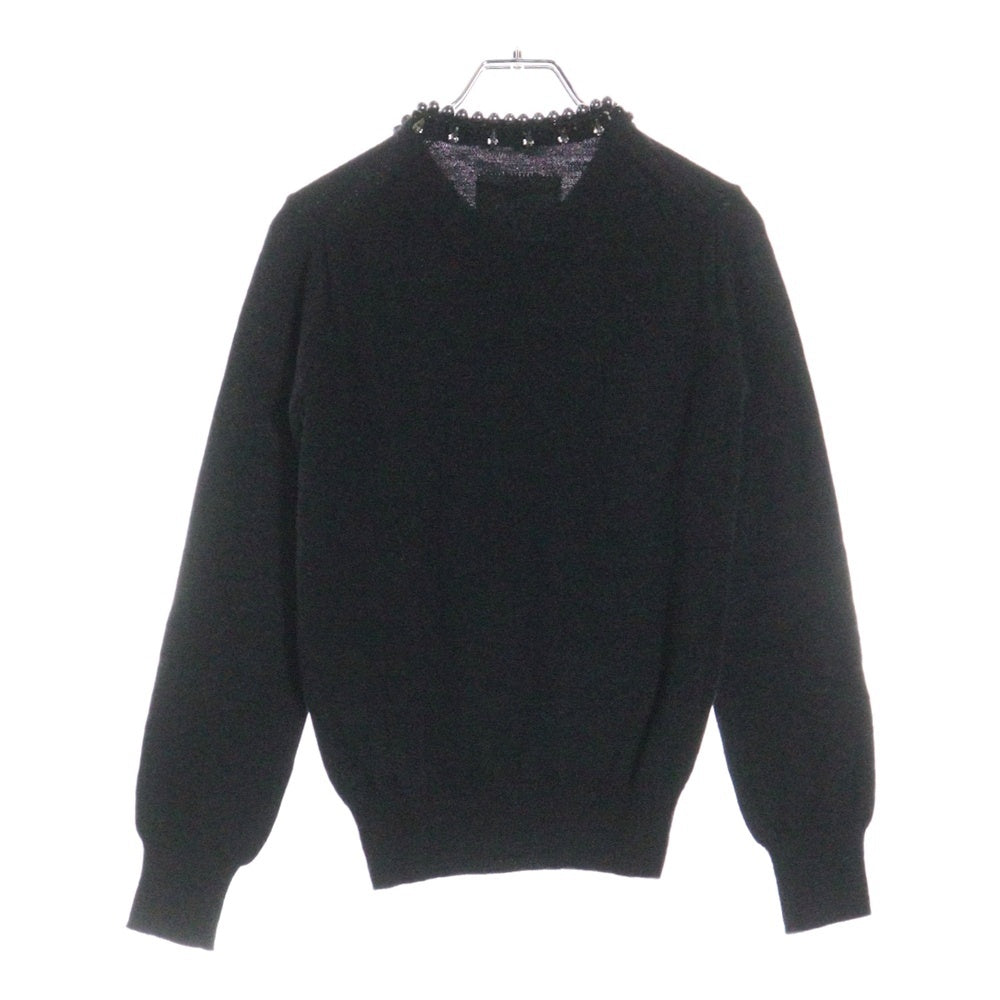 Sacai(サカイ) 11AW パールビジュー装飾ニット ウールカーディガン ブラック レディース 11-01458