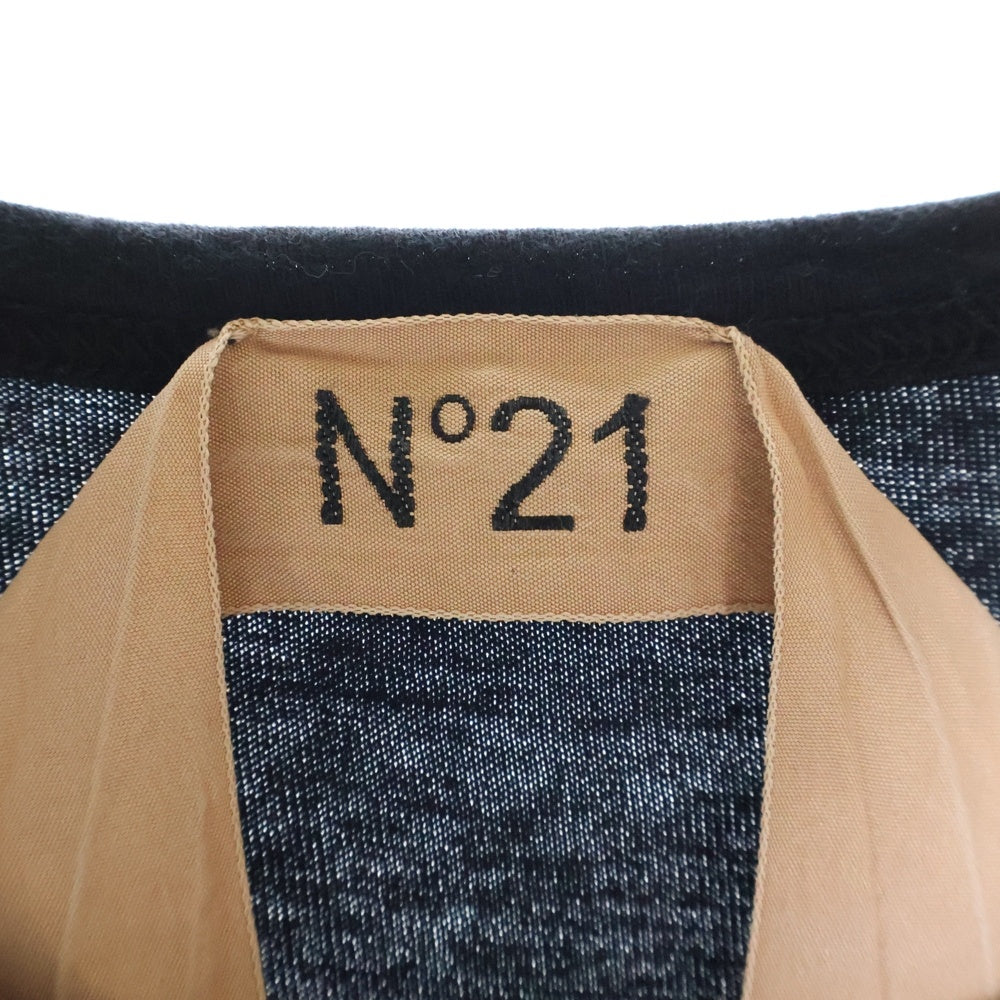N21 numero ventuno(ヌメロ ヴェントゥーノ) FRONT LOGO PRINT フロント ロゴ プリント クルーネック 半袖Tシャツ カットソー ブラック レディース 19SW-F022-4157