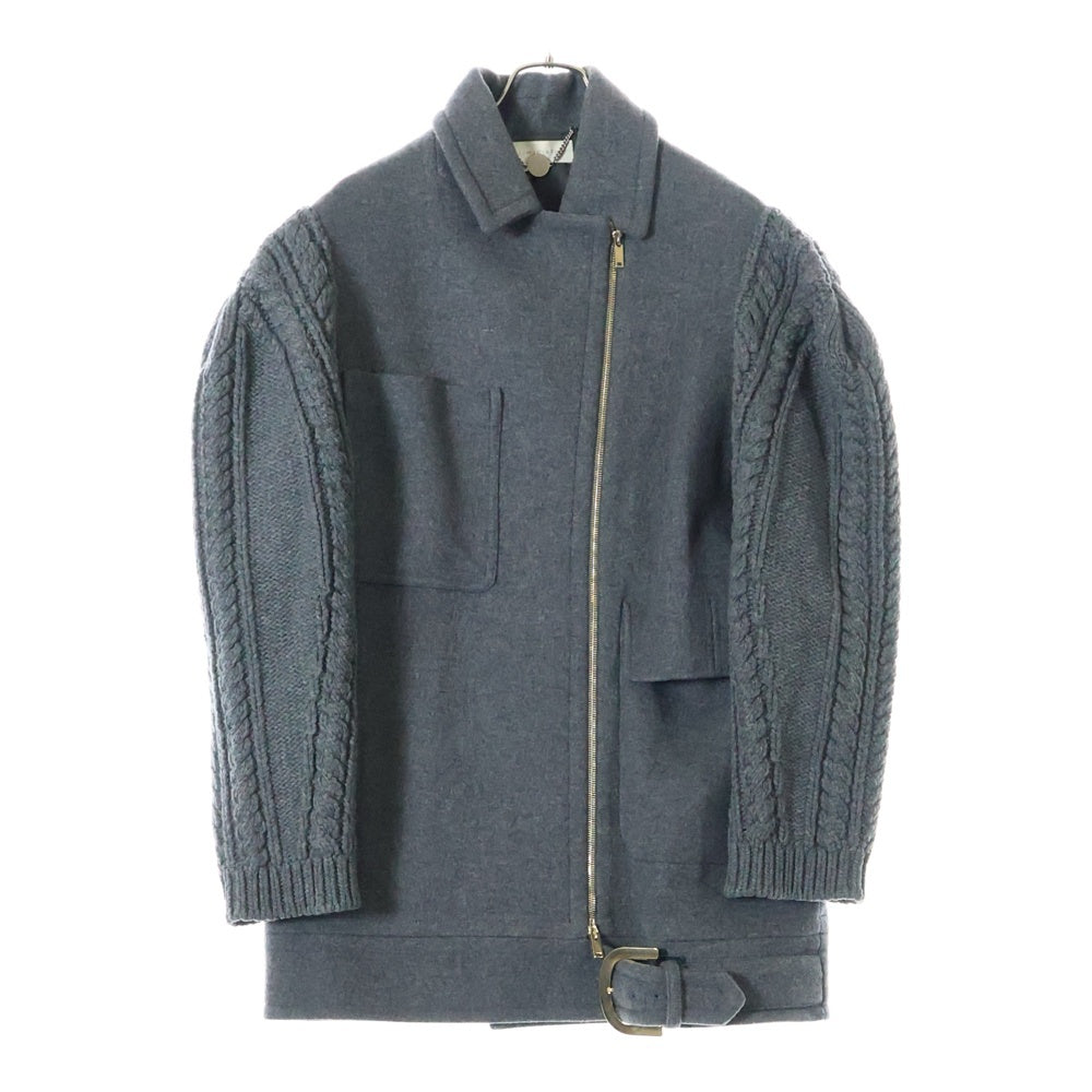 STELLA McCARTNEY(ステラマッカートニー) ベルト付き アームセーター ドッキング ジップアップ ウール ステンカラーコート グレー レディース 433010SFB30-0