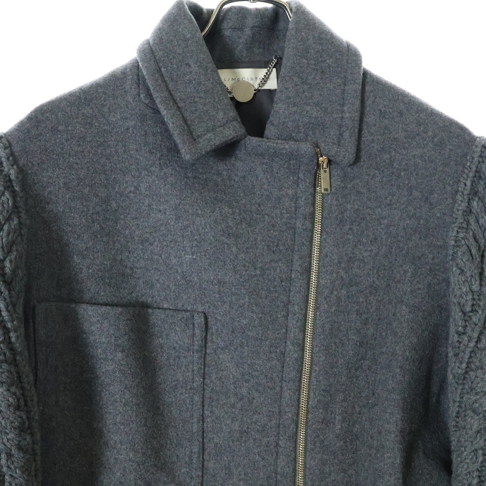 STELLA McCARTNEY(ステラマッカートニー) ベルト付き アームセーター ドッキング ジップアップ ウール ステンカラーコート グレー レディース 433010SFB30-0
