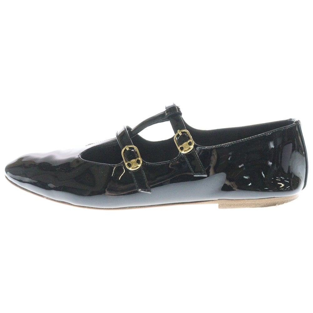 CELINE(セリーヌ) 24SS LES BALLAERINES CELINE ベビーズ バレリーナ パテント カーフスキン ブラック レディース 354684582C 38NO
