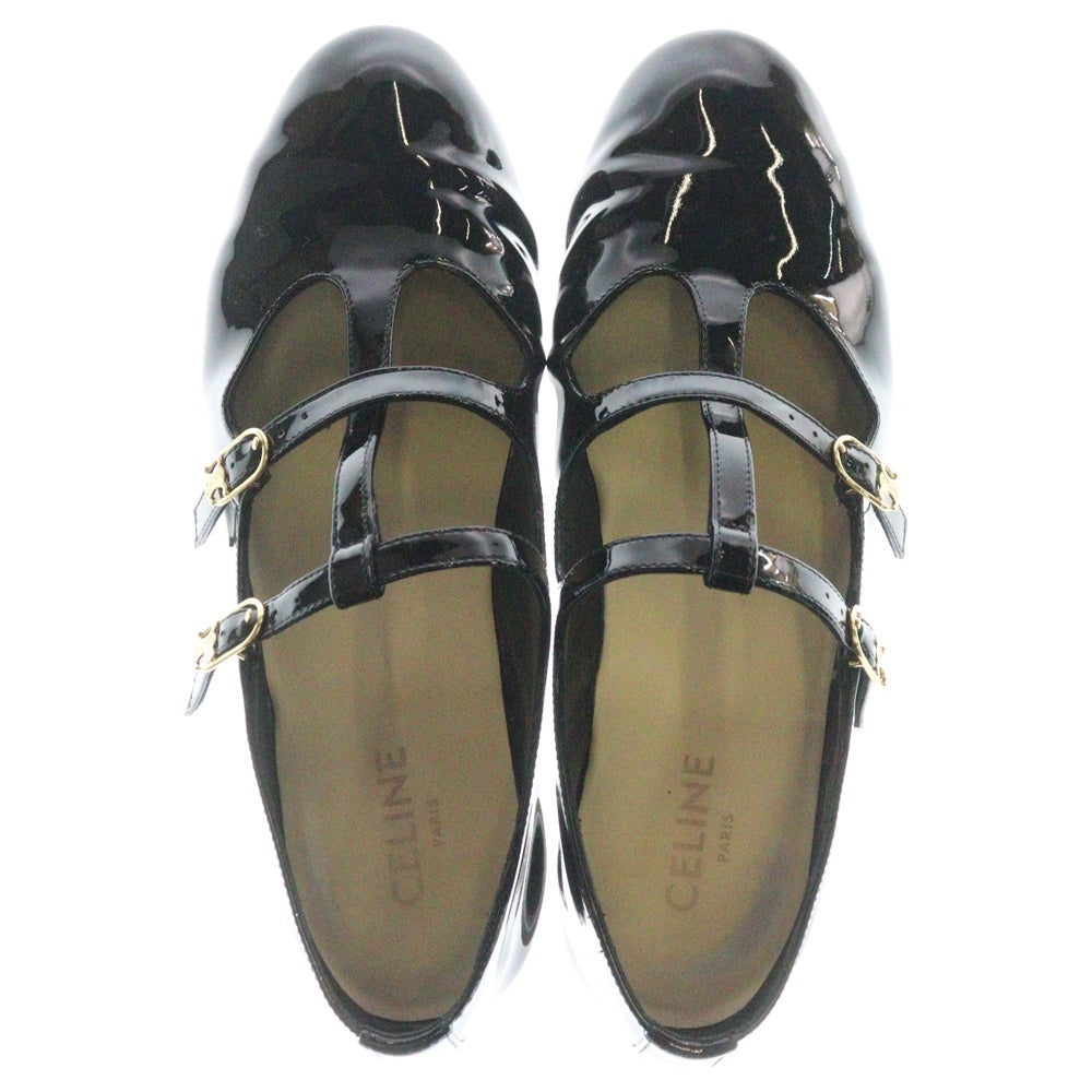 CELINE(セリーヌ) 24SS LES BALLAERINES CELINE ベビーズ バレリーナ パテント カーフスキン ブラック レディース 354684582C 38NO