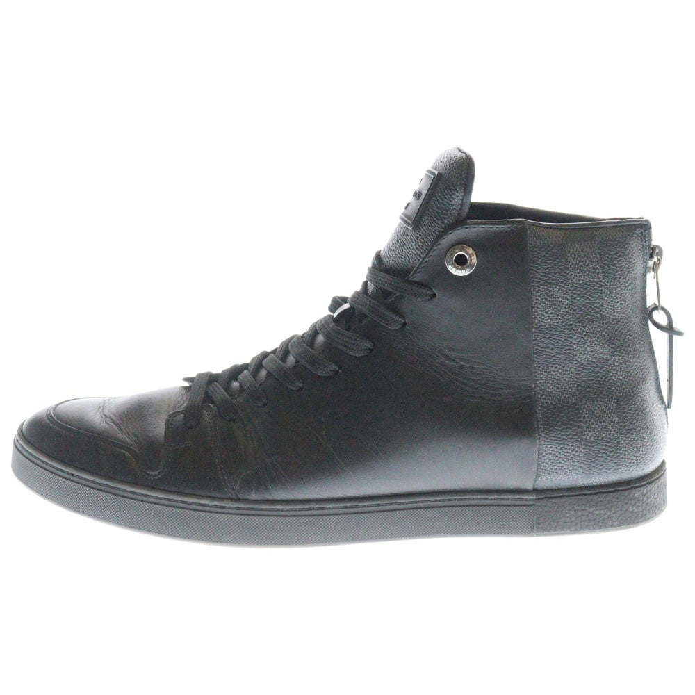 LOUIS VUITTON(ルイヴィトン) ダミエ グラフィット レースアップ バックジップ レザー ハイカットスニーカー ブラック