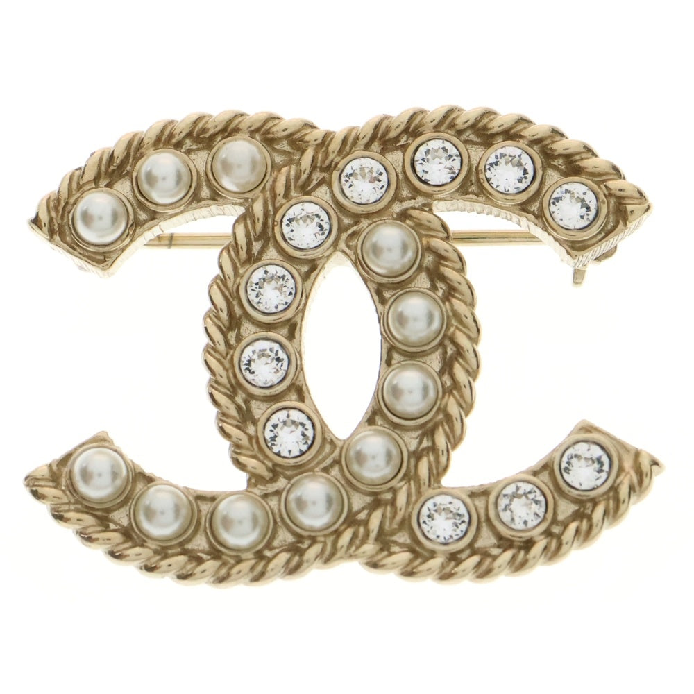 CHANEL(シャネル) ココマーク パール ラインストーン ブローチ ゴールド レディース B20