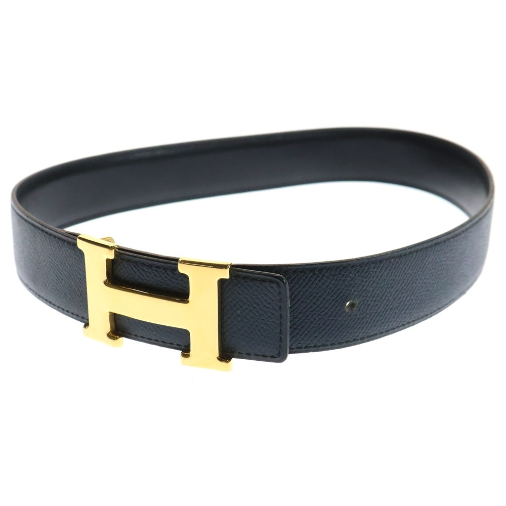 HERMES(エルメス) Hバックル コンスタンスベルト カーフレザー リバーシブル ゴールド金具 □A刻印 ブラック