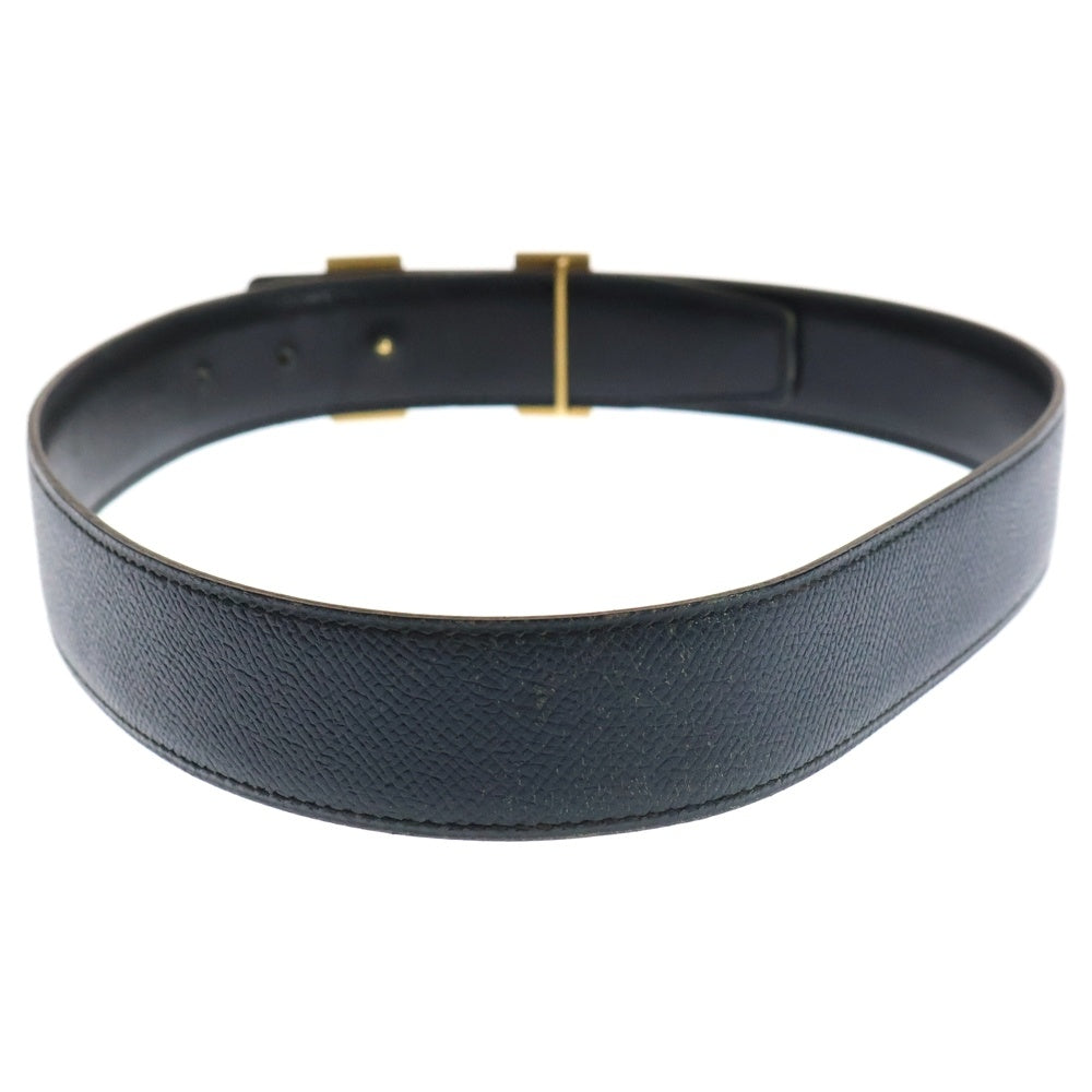 HERMES(エルメス) Hバックル コンスタンスベルト カーフレザー リバーシブル ゴールド金具 □A刻印 ブラック