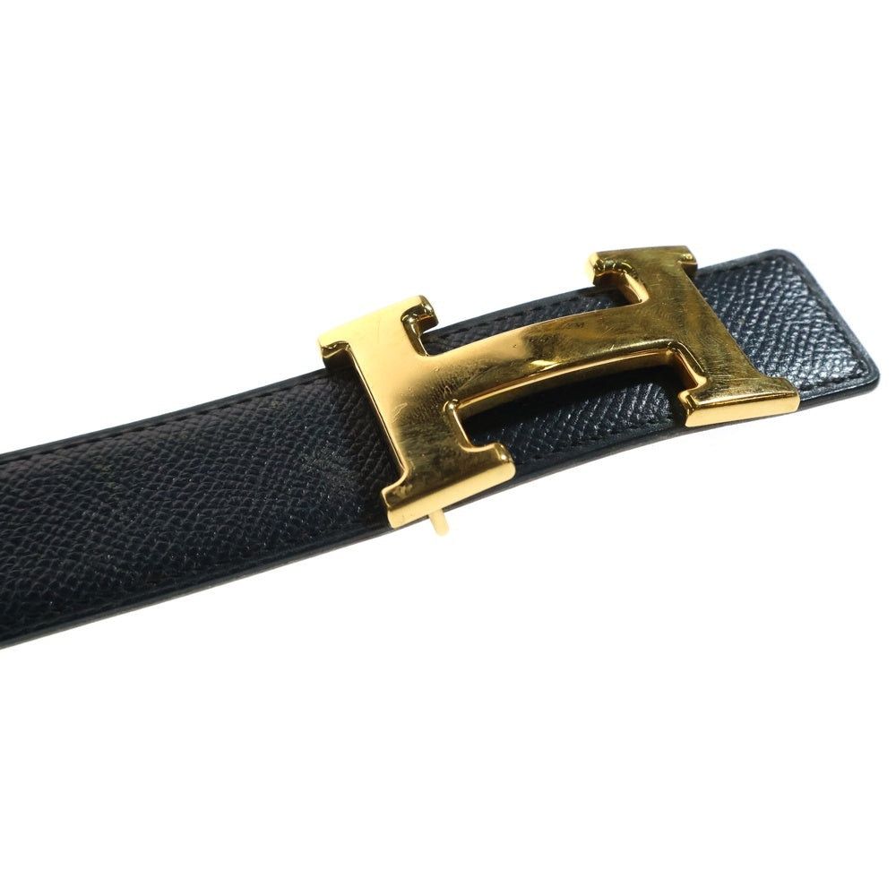 HERMES(エルメス) Hバックル コンスタンスベルト カーフレザー リバーシブル ゴールド金具 □A刻印 ブラック