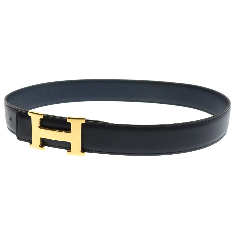 HERMES(エルメス) Hバックル コンスタンスベルト カーフレザー リバーシブル ゴールド金具 □A刻印 ブラック