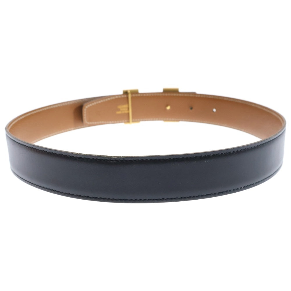 HERMES(エルメス) Hバックル コンスタンスベルト カーフレザー リバーシブル ゴールド金具 □B刻印 ブラック/ブラウン