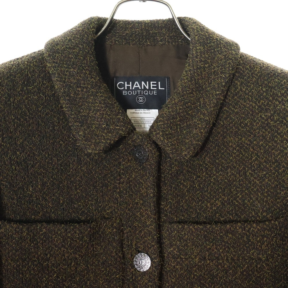 CHANEL(シャネル) 97AW VINATGE ヴィンテージ ココマークボタン ツイード ジャケット ブラウン P09174V05806
