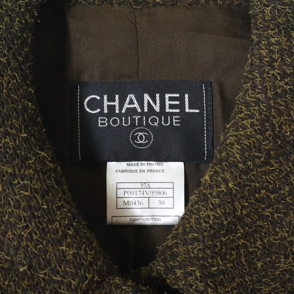 CHANEL(シャネル) 97AW VINATGE ヴィンテージ ココマークボタン ツイード ジャケット ブラウン P09174V05806