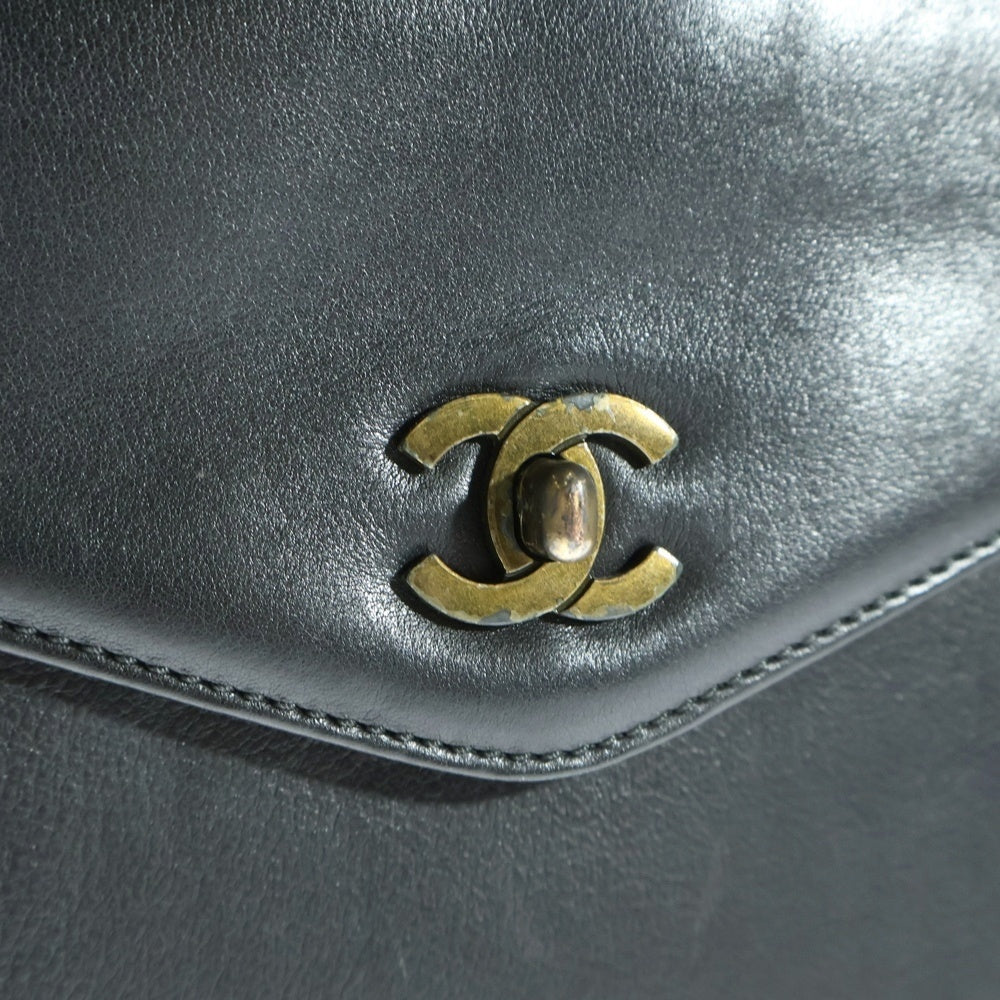 CHANEL(シャネル) ココマーク ターンロック ゴールド金具 Wチェーンハンドル ハンドバッグ ブラック