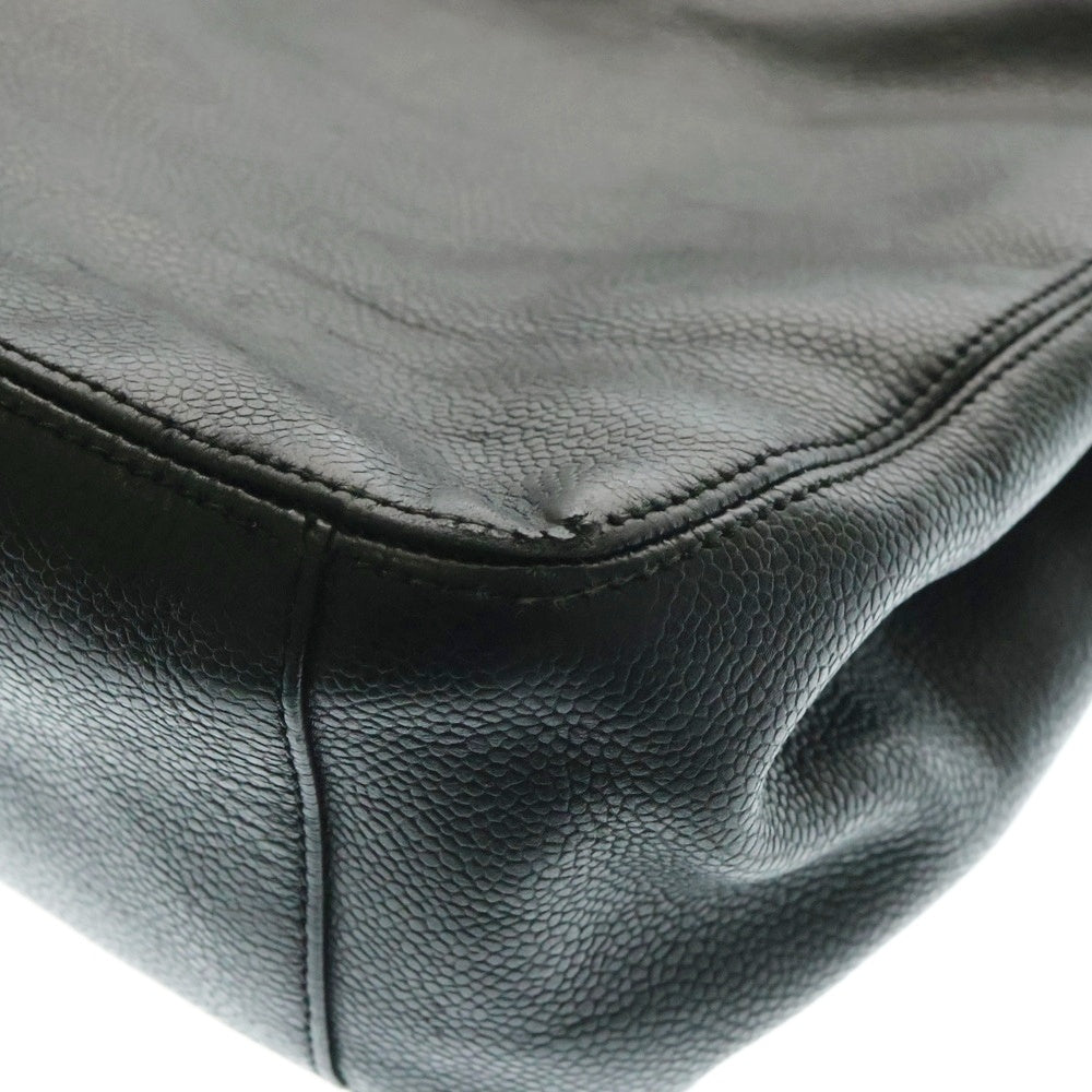 CHANEL(シャネル) スーパーモデル ココマーク キャビアスキン チェーンショルダー ゴールド金具 トートバッグ ブラック