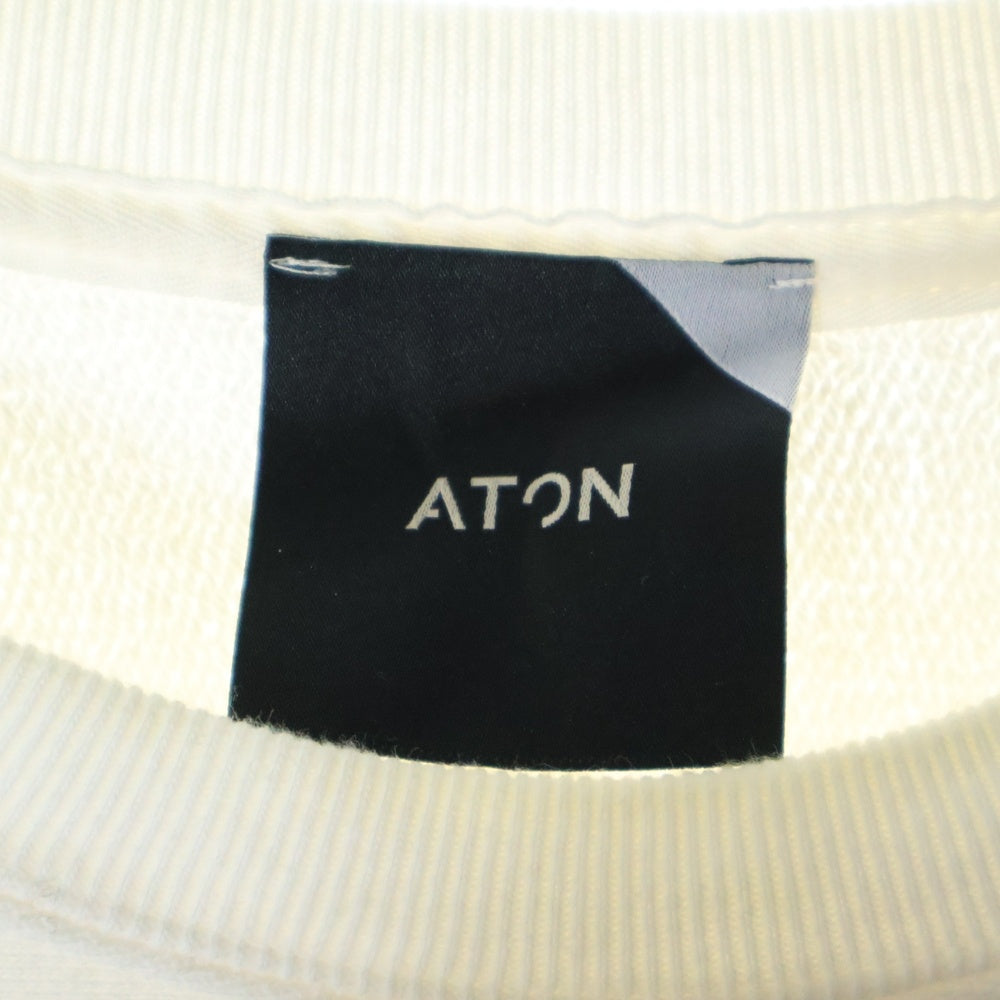 ATON(エイトン) SURVIN GARMENT DYE CREWNECK PULLOVER サーヴィン ガーメントダイ プルオーバー クルーネックスウェットトレーナー ホワイト 6888591