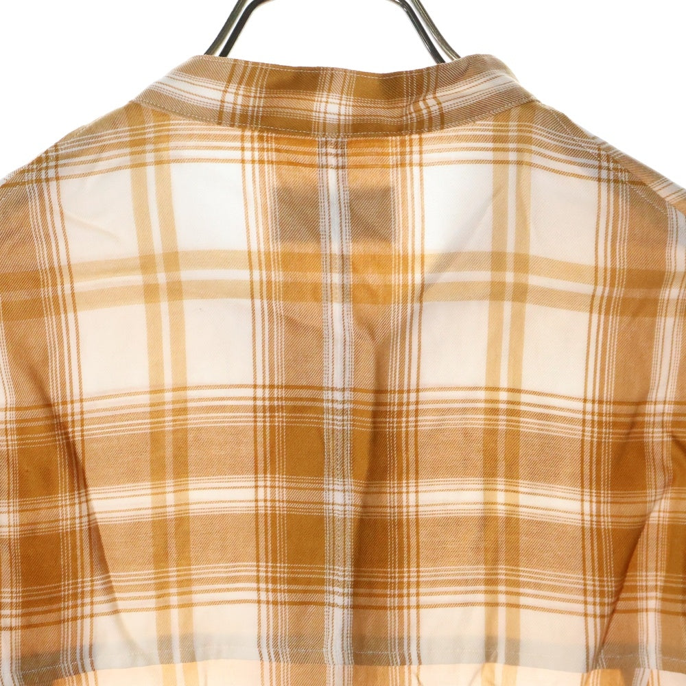 BED J.W. FORD(ベッドフォード) 21SS Stand coller check blouse スタンドカラー オンブレチェック 長袖シャツ ホワイト/ライトブラウン 21SS-B-BL02