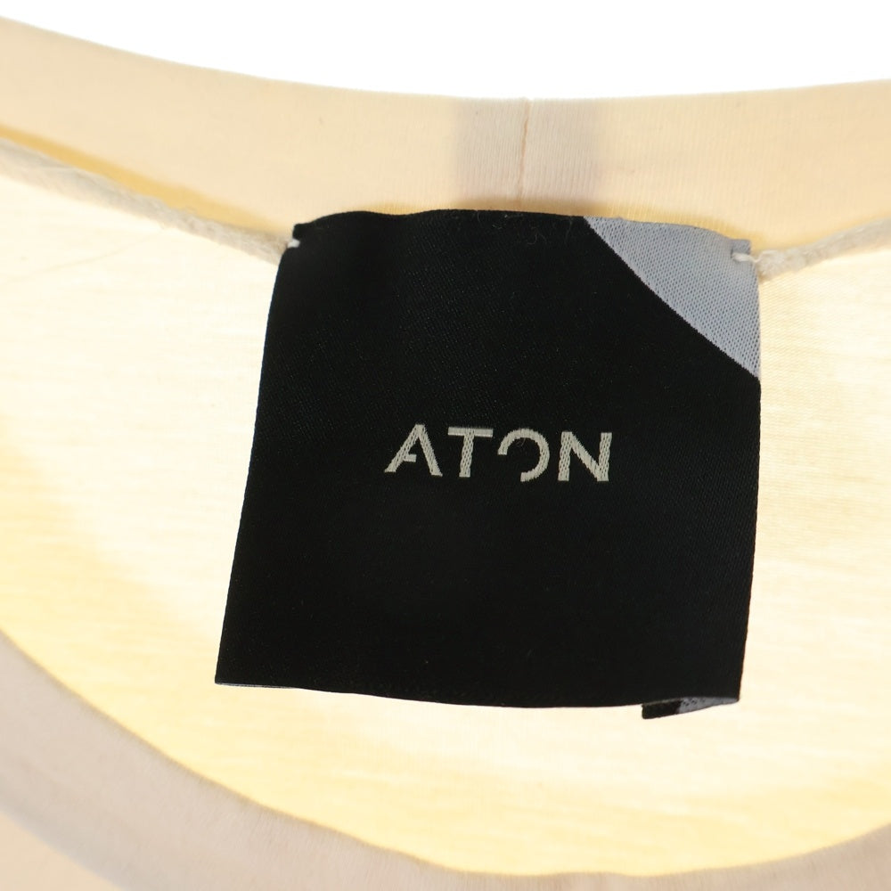 ATON(エイトン) コットン クルーネック長袖tシャツ カットソー ベージュ 6930900
