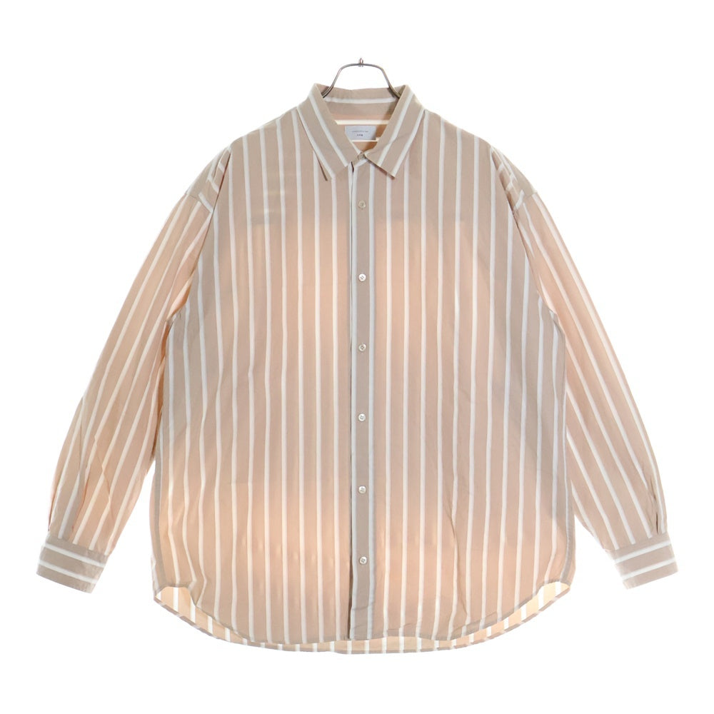 UNDECORATED(アンデコレイテッド) Hi Count Cotton Stripe L/S Shirt ハイカウントコットン ストライプ レギュラーカラー 長袖シャツ ベージュ/ホワイト UDS22204