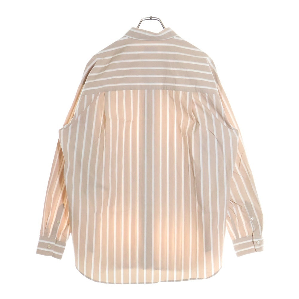 UNDECORATED(アンデコレイテッド) Hi Count Cotton Stripe L/S Shirt ハイカウントコットン ストライプ レギュラーカラー 長袖シャツ ベージュ/ホワイト UDS22204