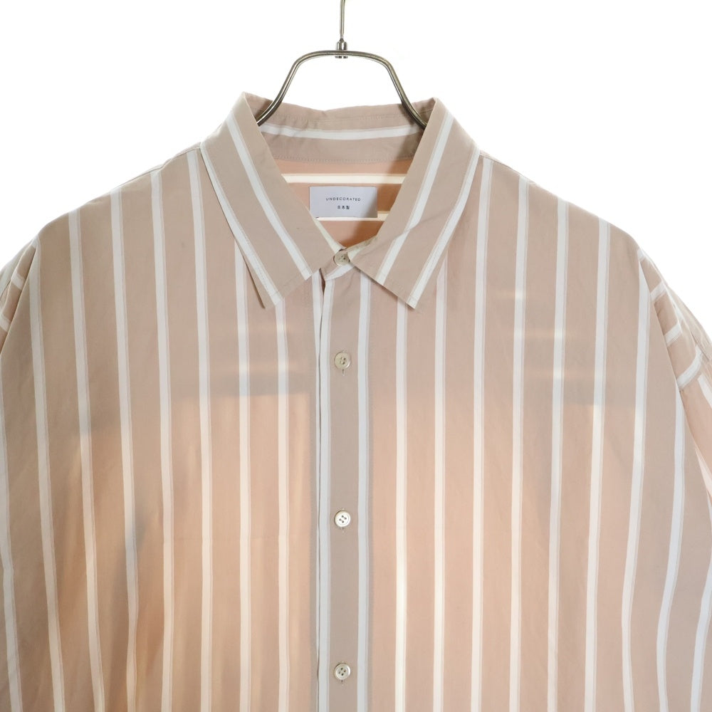 UNDECORATED(アンデコレイテッド) Hi Count Cotton Stripe L/S Shirt ハイカウントコットン ストライプ レギュラーカラー 長袖シャツ ベージュ/ホワイト UDS22204