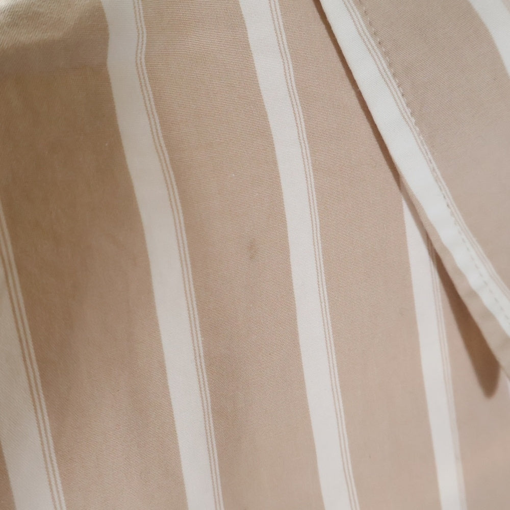 UNDECORATED(アンデコレイテッド) Hi Count Cotton Stripe L/S Shirt ハイカウントコットン ストライプ レギュラーカラー 長袖シャツ ベージュ/ホワイト UDS22204