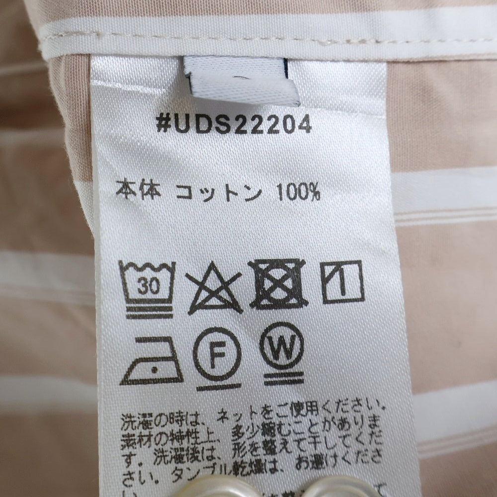 UNDECORATED(アンデコレイテッド) Hi Count Cotton Stripe L/S Shirt ハイカウントコットン ストライプ レギュラーカラー 長袖シャツ ベージュ/ホワイト UDS22204