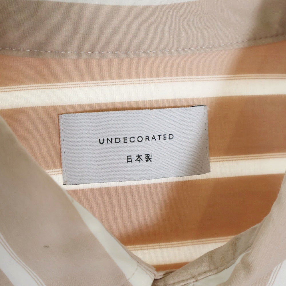 UNDECORATED(アンデコレイテッド) Hi Count Cotton Stripe L/S Shirt ハイカウントコットン ストライプ レギュラーカラー 長袖シャツ ベージュ/ホワイト UDS22204