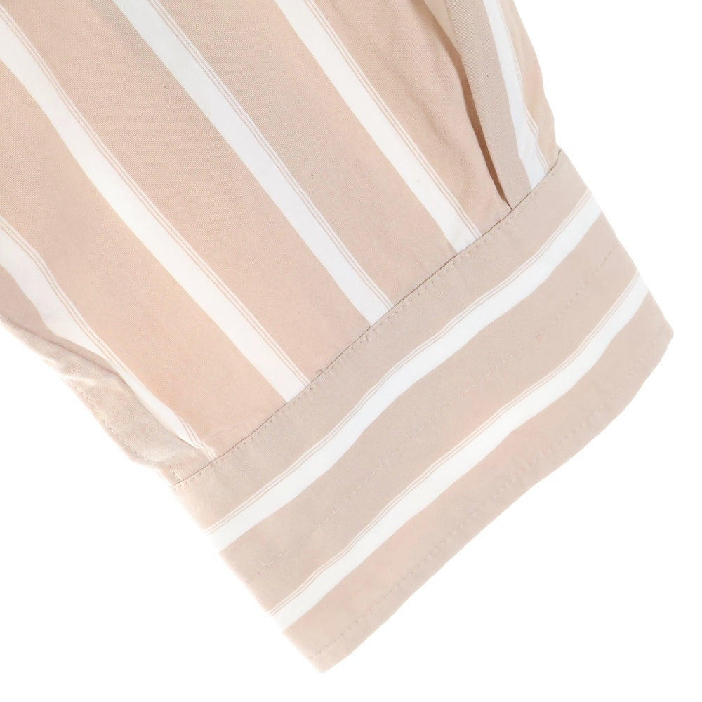 UNDECORATED(アンデコレイテッド) Hi Count Cotton Stripe L/S Shirt ハイカウントコットン ストライプ レギュラーカラー 長袖シャツ ベージュ/ホワイト UDS22204