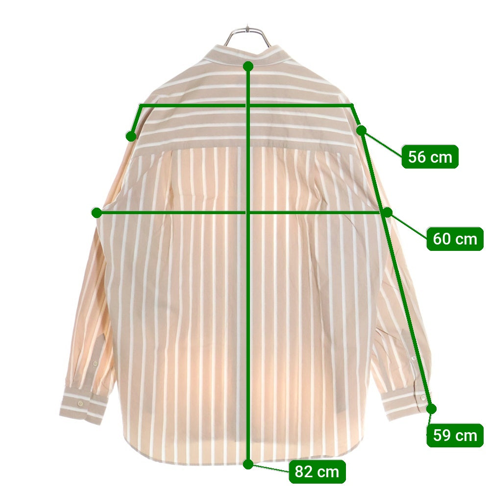 UNDECORATED(アンデコレイテッド) Hi Count Cotton Stripe L/S Shirt ハイカウントコットン ストライプ レギュラーカラー 長袖シャツ ベージュ/ホワイト UDS22204