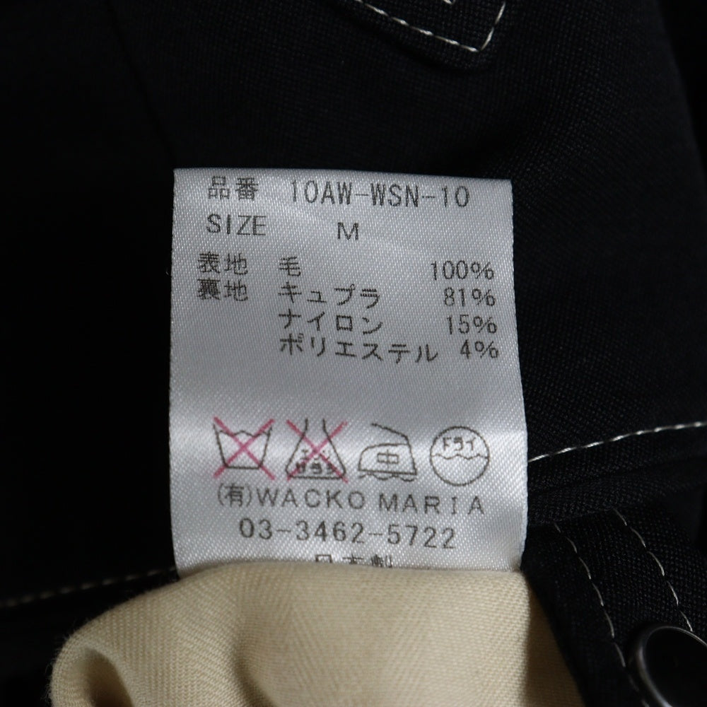 WACKO MARIA(ワコマリア) 10AW ウール ジップフライ スラックス パンツ ブラック 10AW-WSN-10